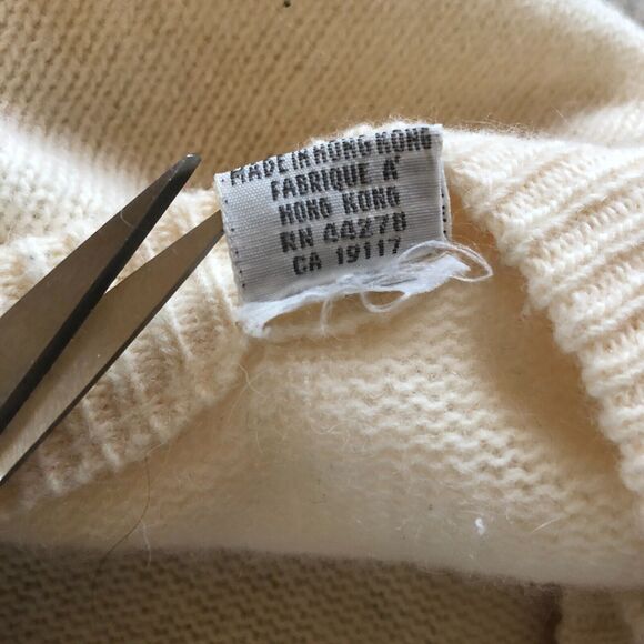 Marisa Christina Vintage Sweater Ivory Pearl Stud Lambs Wool Cardigan - Picture 4 of 12